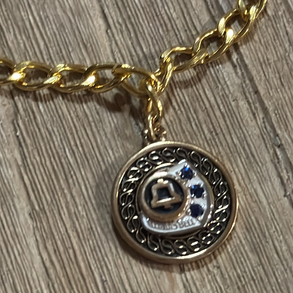 AT&T gold filled charm bracelet Illinois with blue sapphires